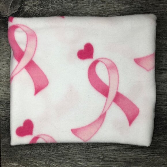 Breast Cancer Awareness Fleece Neck Gaiter: Pink Ribbon Scarf - Picture 2 of 9